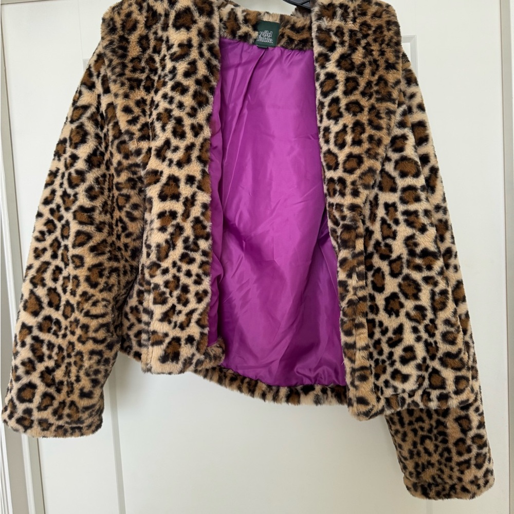 Wild fable leopard jacket with purple lining